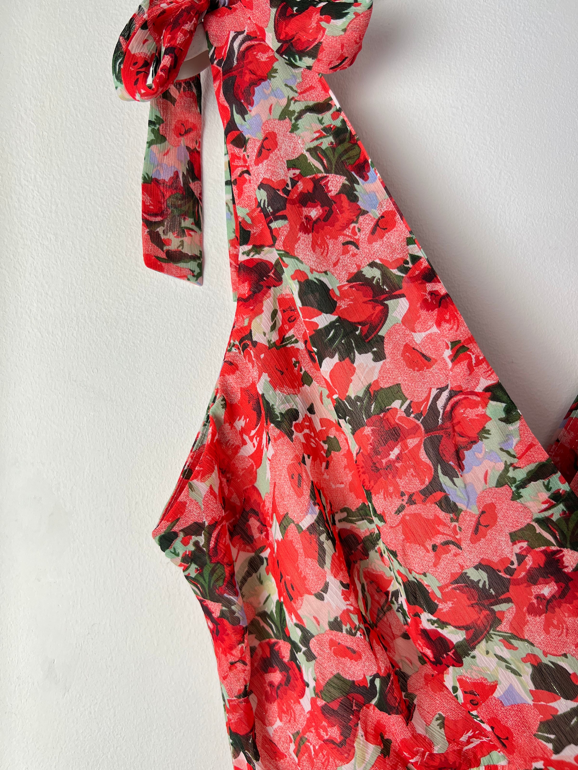 Robe rouge à motif floral : Melane - Loïcia