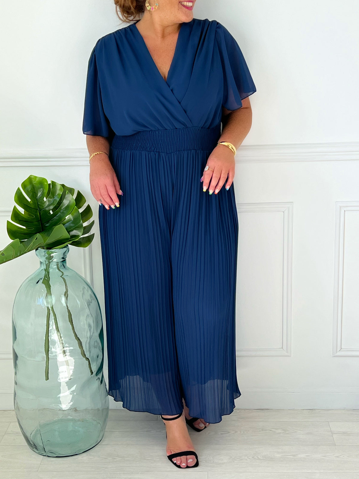 Combinaison fluide bleu marine grande taille : Ophelie