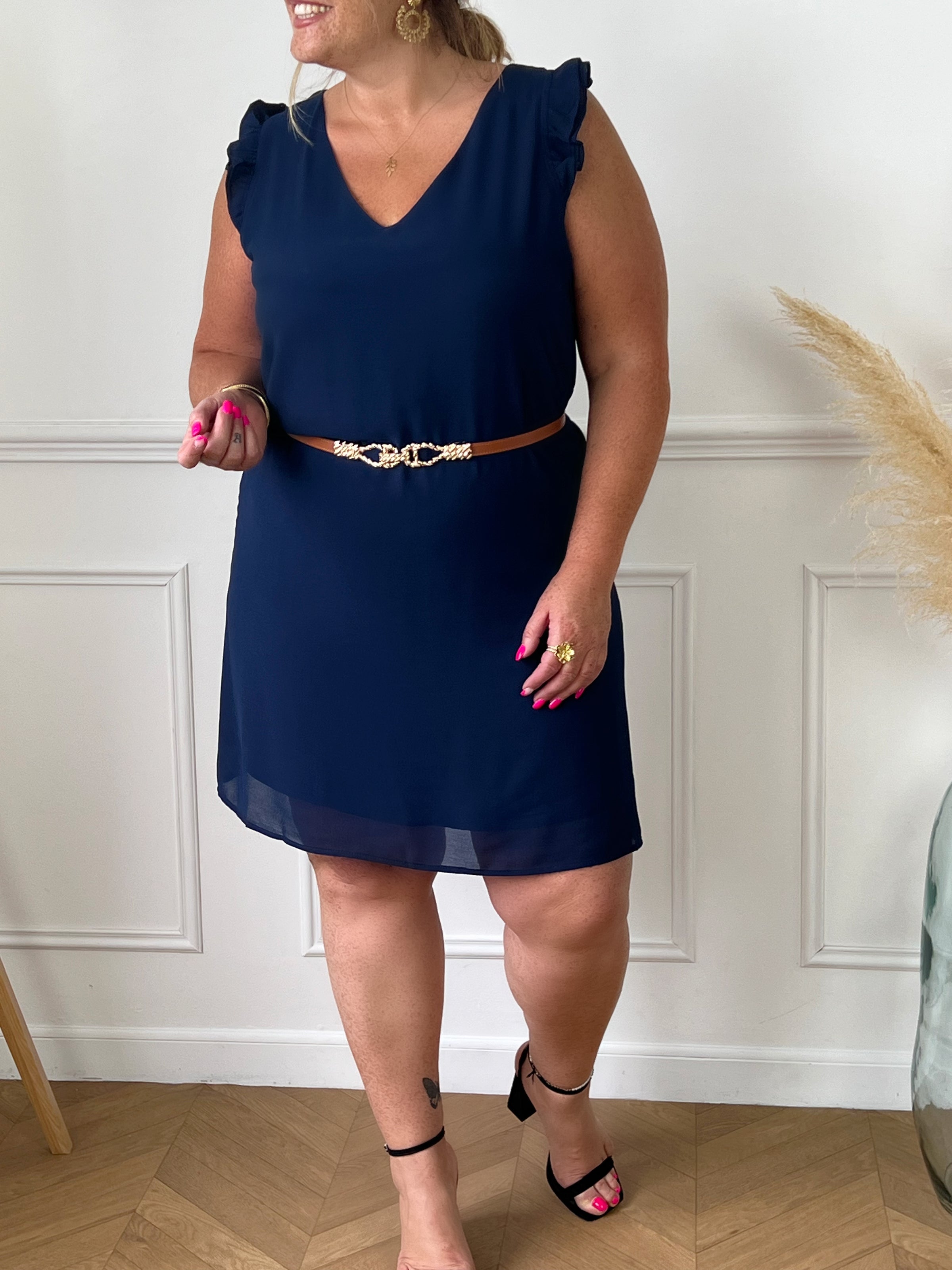 Robe courte bleu marine Curve : Lilou - Loïcia