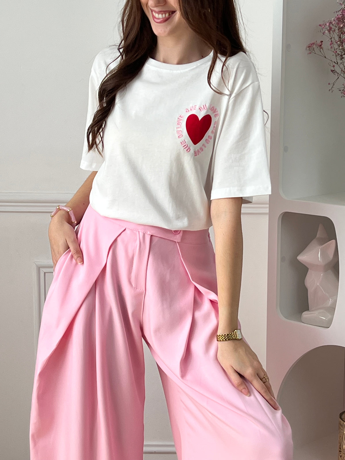 T-Shirt aus cremefarbener Baumwolle: Lovely