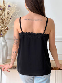 Top noir avec broderie : Loane - Loïcia